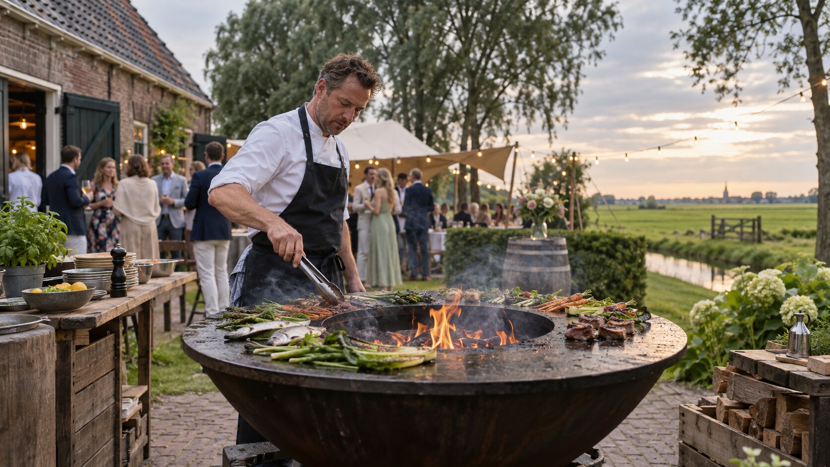 Live cooking op de OFYR tijdens een feest op locatie